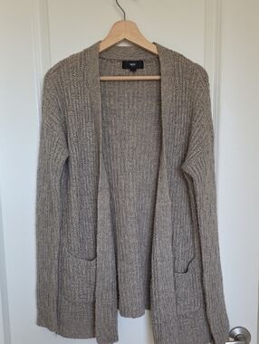 Mossimo Supply Co. Heathered Taupe Open-Front Ribbed Cardigan